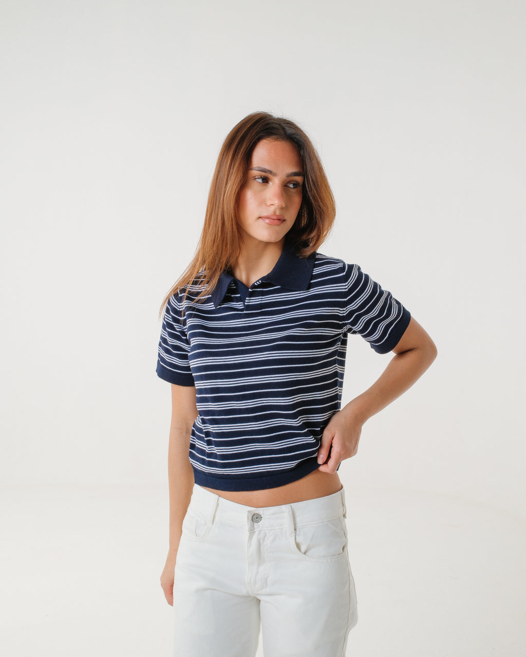 The Midnight Striped Knit Polo