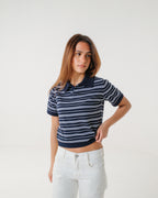 The Midnight Striped Knit Polo