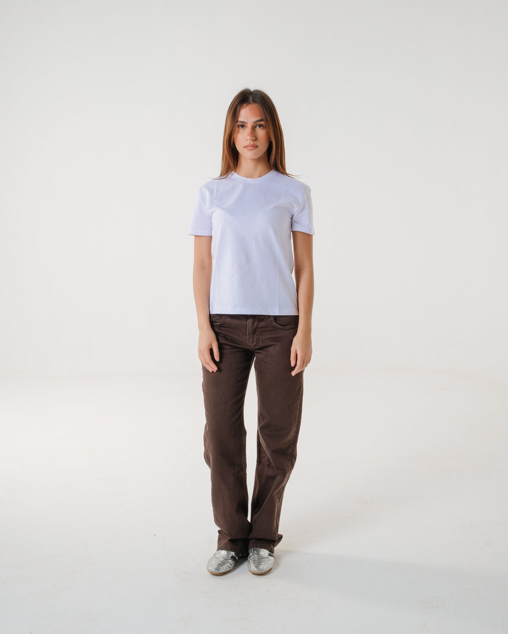 Washed Brown Mid-Rise Straight Denim