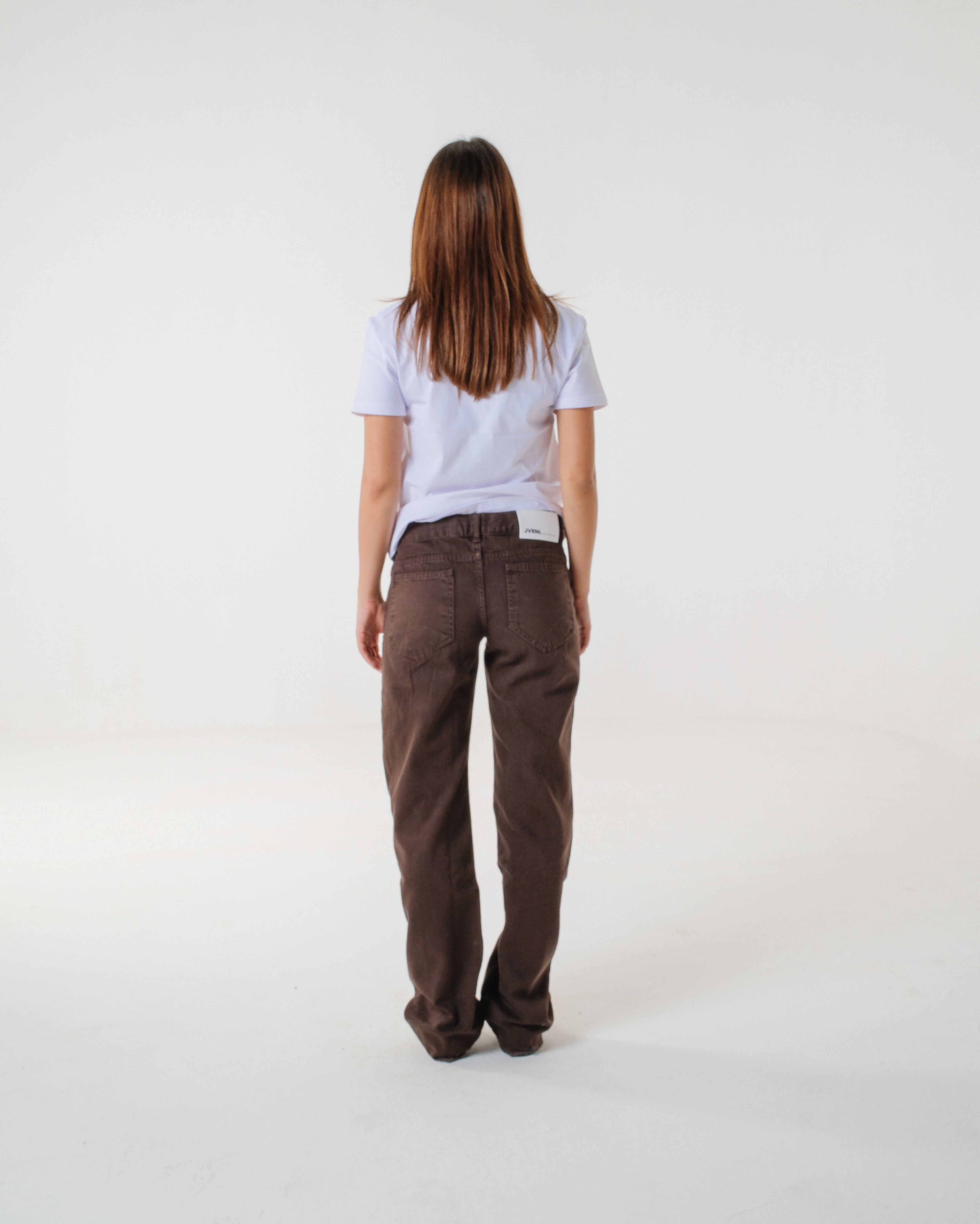 Washed Brown Mid-Rise Straight Denim