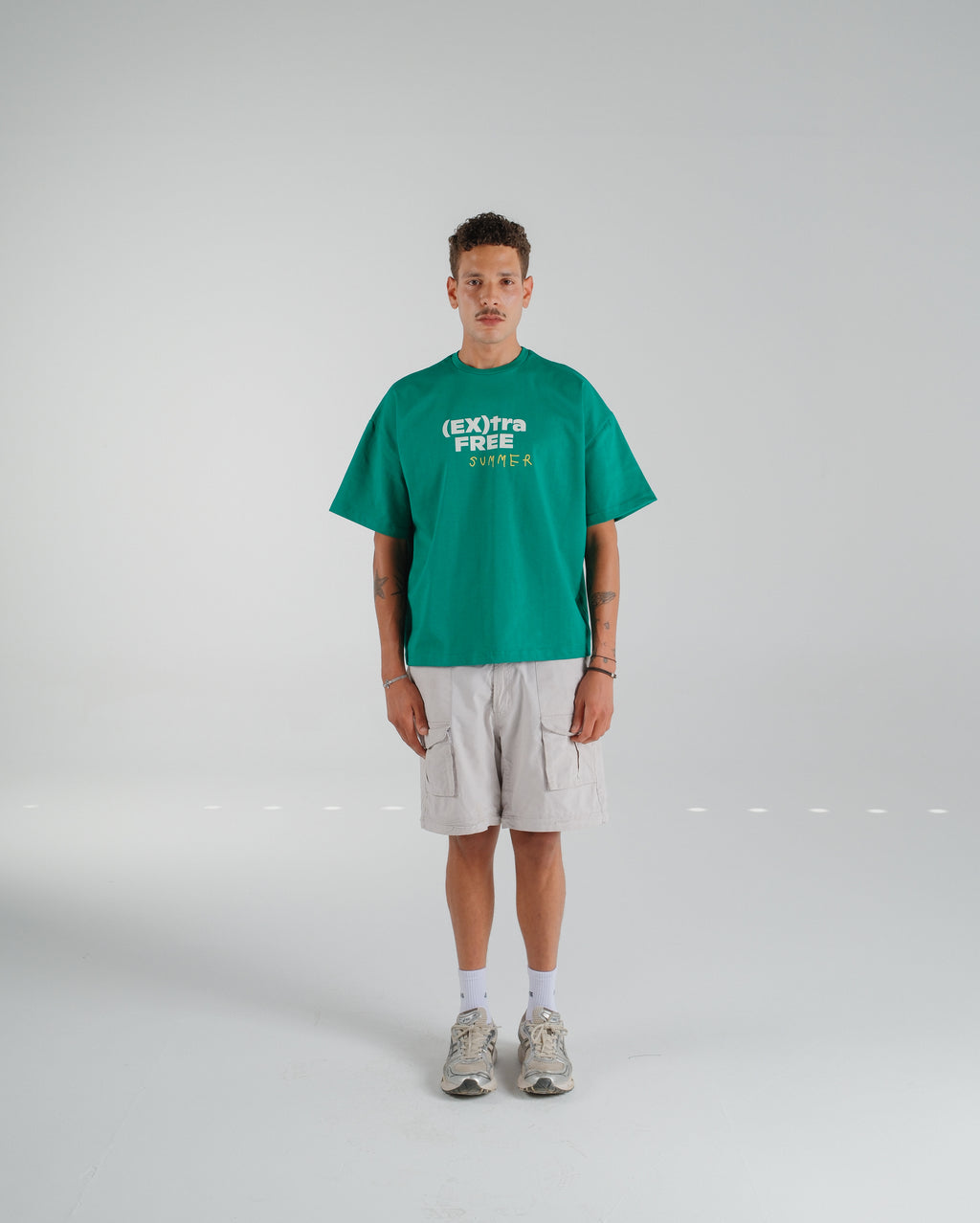 "(EX)tra Free Summer" Solid Green Graphic T-shirt