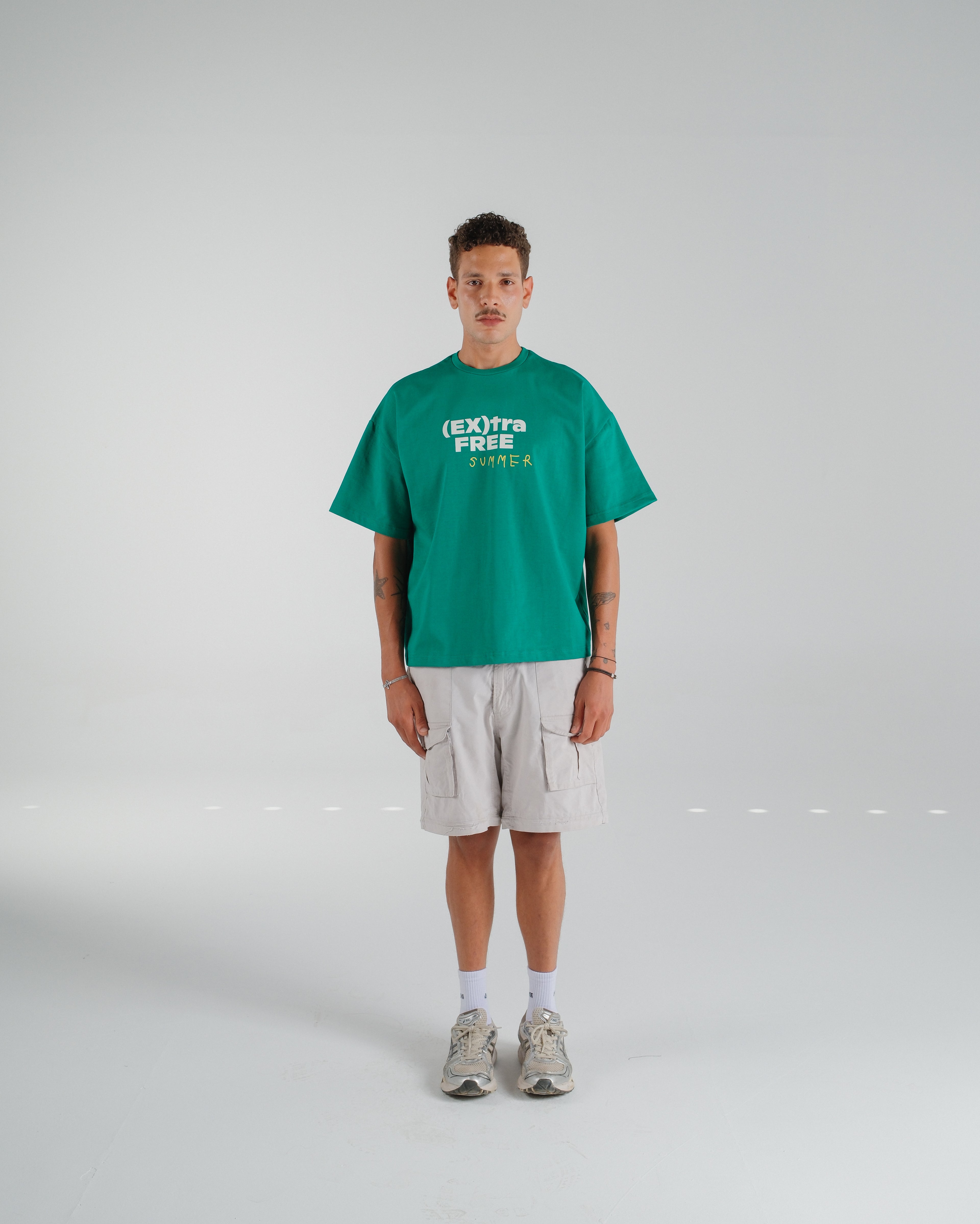 "(EX)tra Free Summer" Solid Green Graphic T-shirt