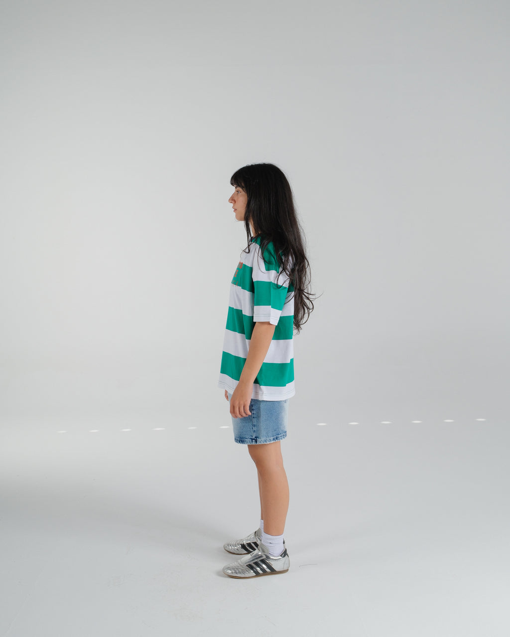 "(EX)tra Free Summer" Striped Green Graphic T-shirt