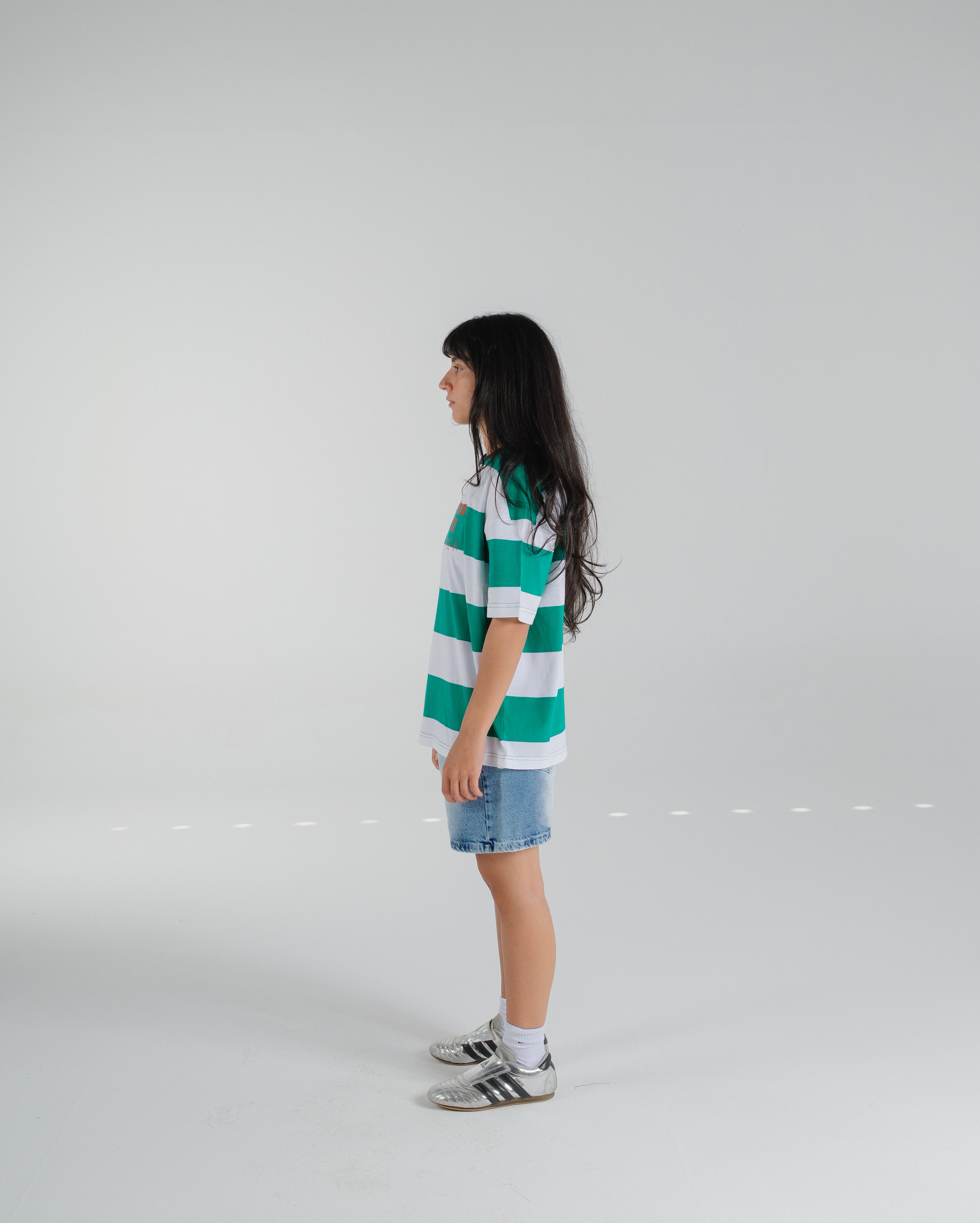 "(EX)tra Free Summer" Striped Green Graphic T-shirt