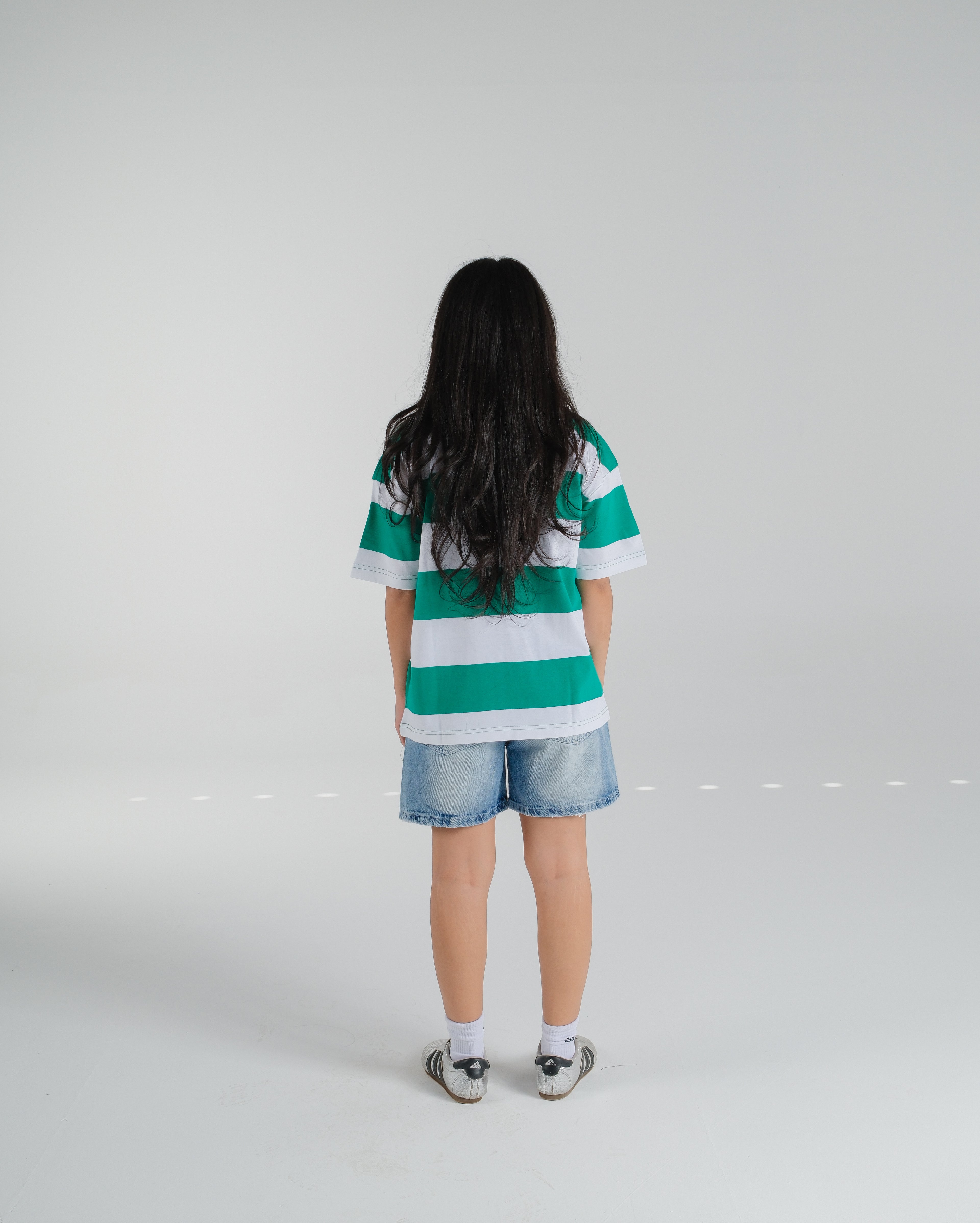 "(EX)tra Free Summer" Striped Green Graphic T-shirt