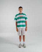 "(EX)tra Free Summer" Striped Green Graphic T-shirt