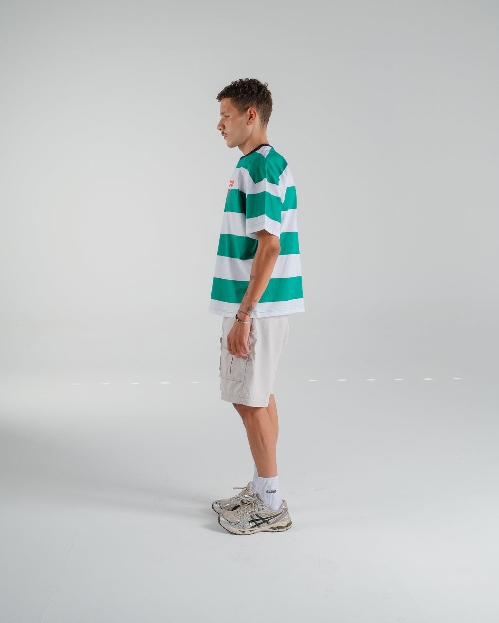 "(EX)tra Free Summer" Striped Green Graphic T-shirt