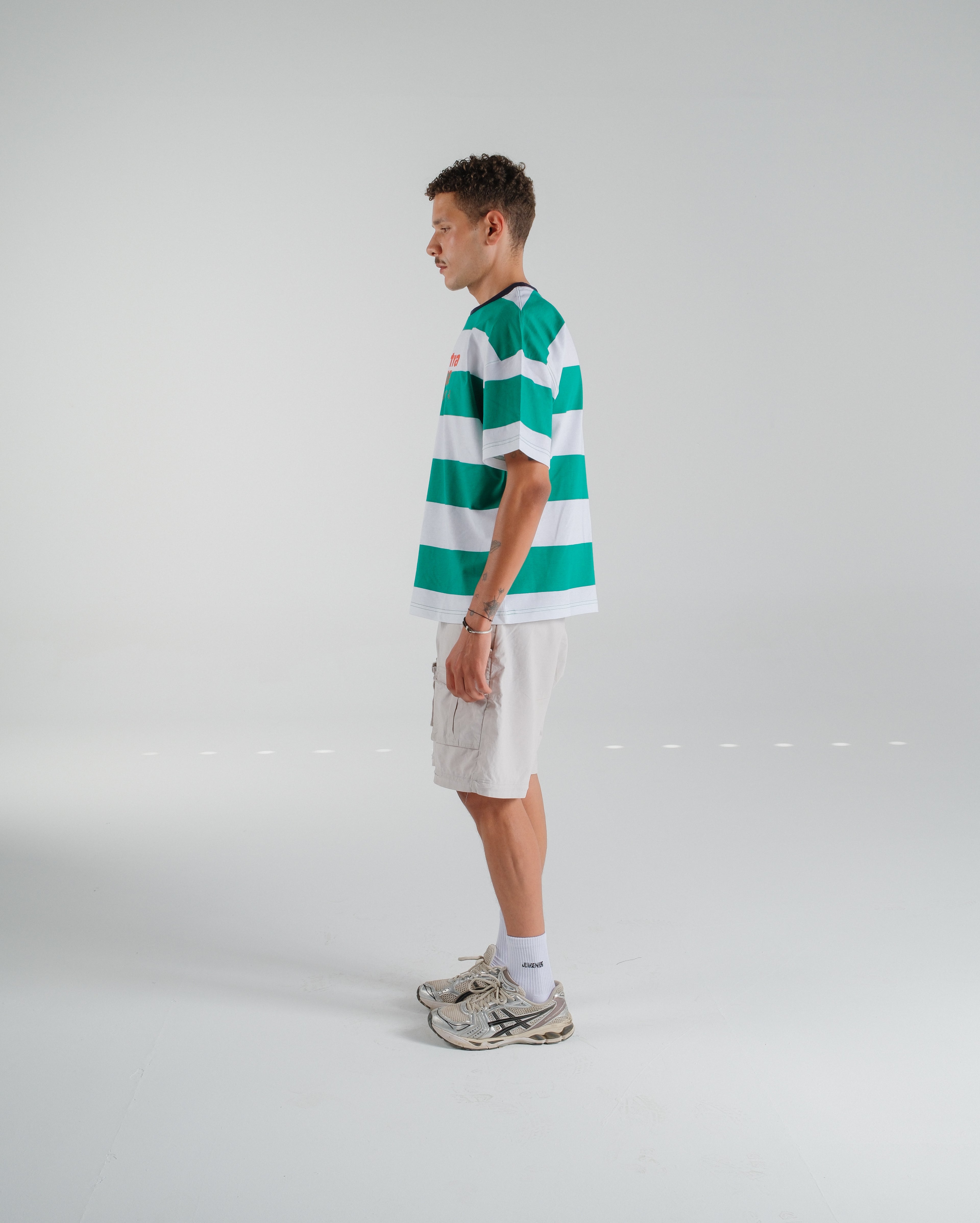 "(EX)tra Free Summer" Striped Green Graphic T-shirt