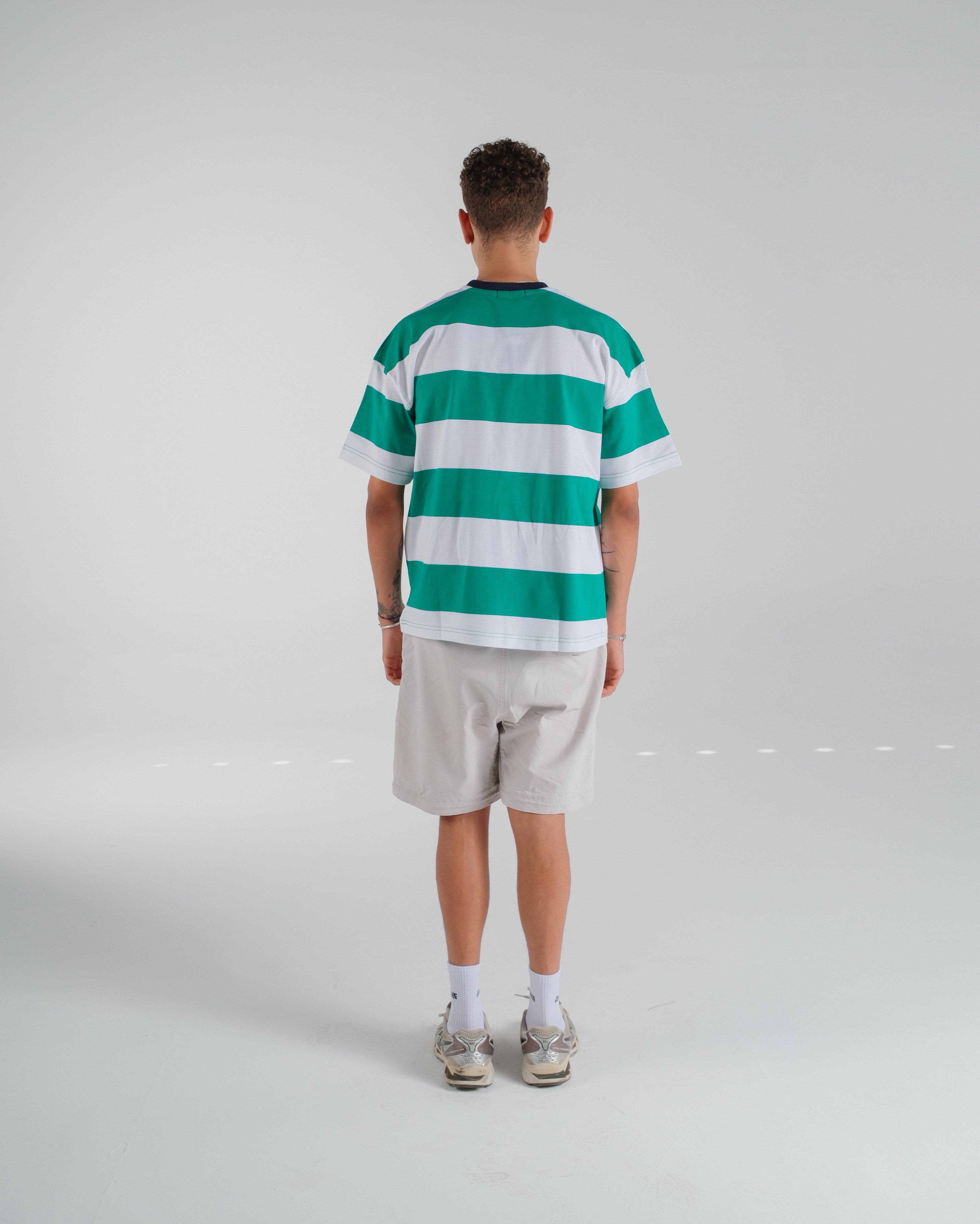 "(EX)tra Free Summer" Striped Green Graphic T-shirt