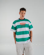 "(EX)tra Free Summer" Striped Green Graphic T-shirt
