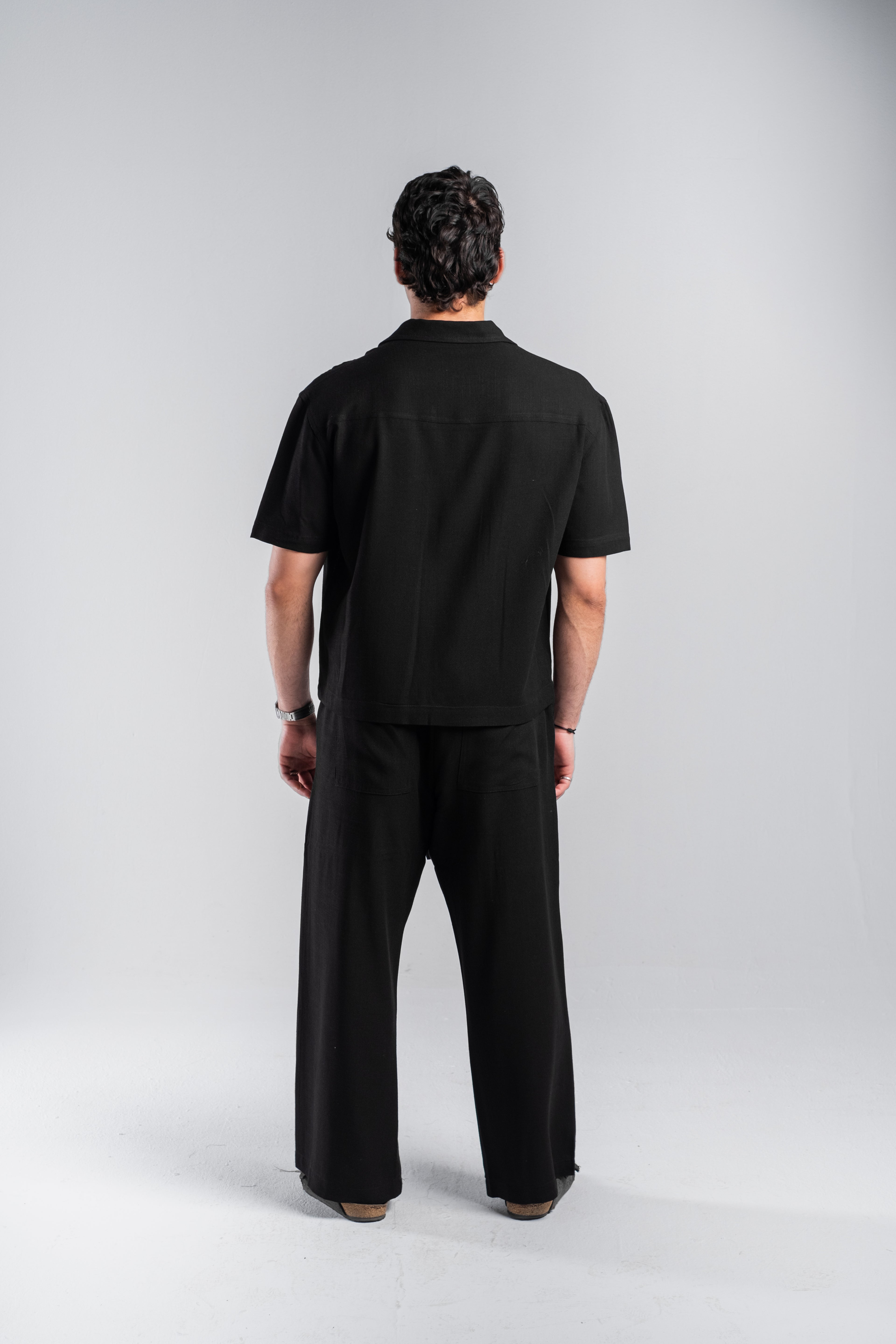 Black Linen Boxy Shirt