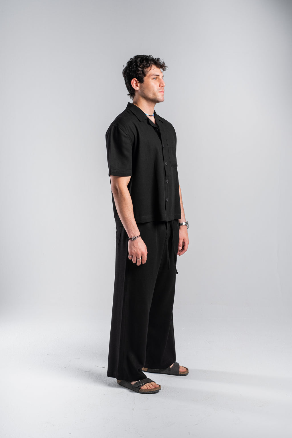 Black Linen Boxy Shirt