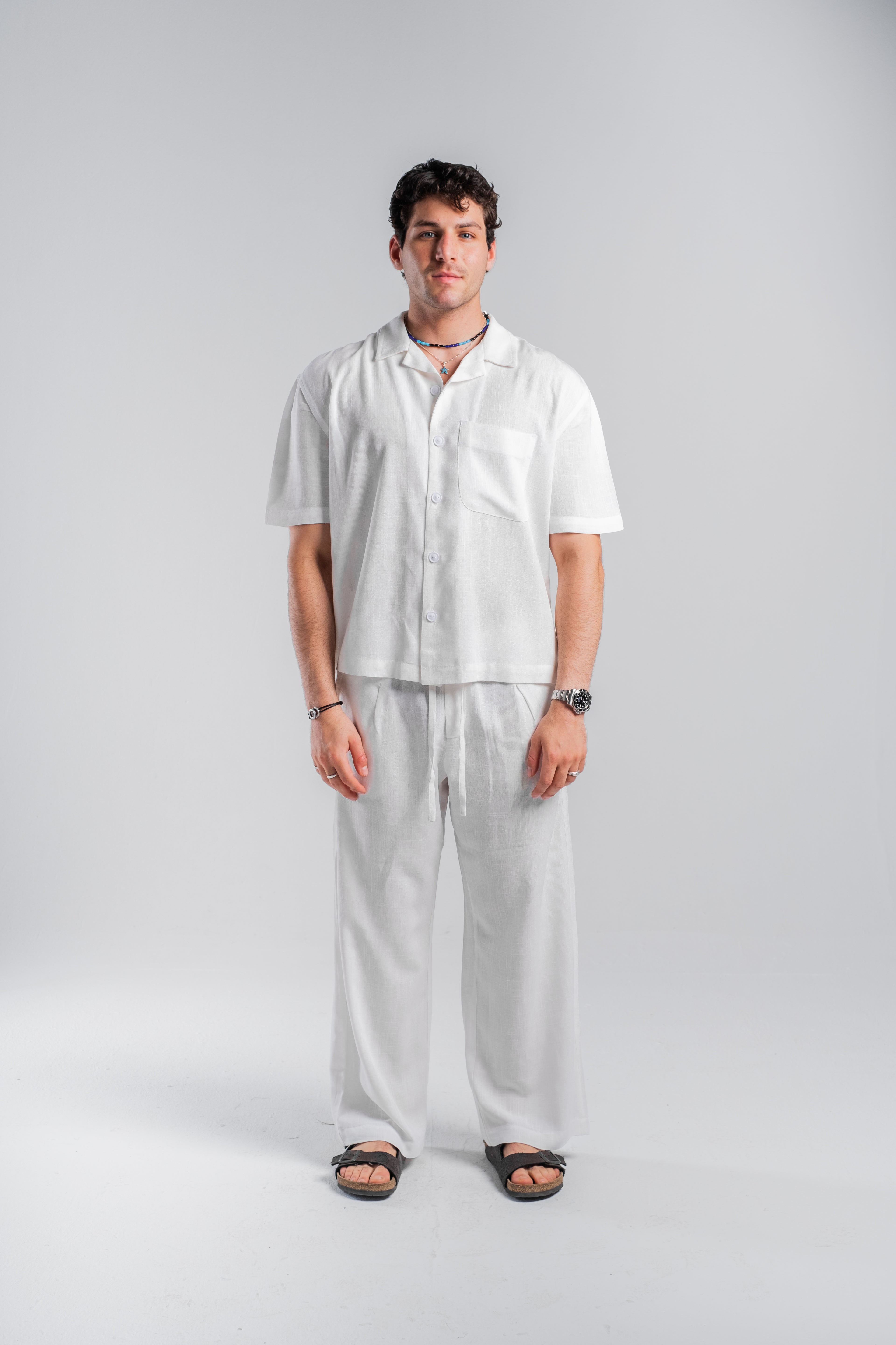 White Linen Boxy Shirt