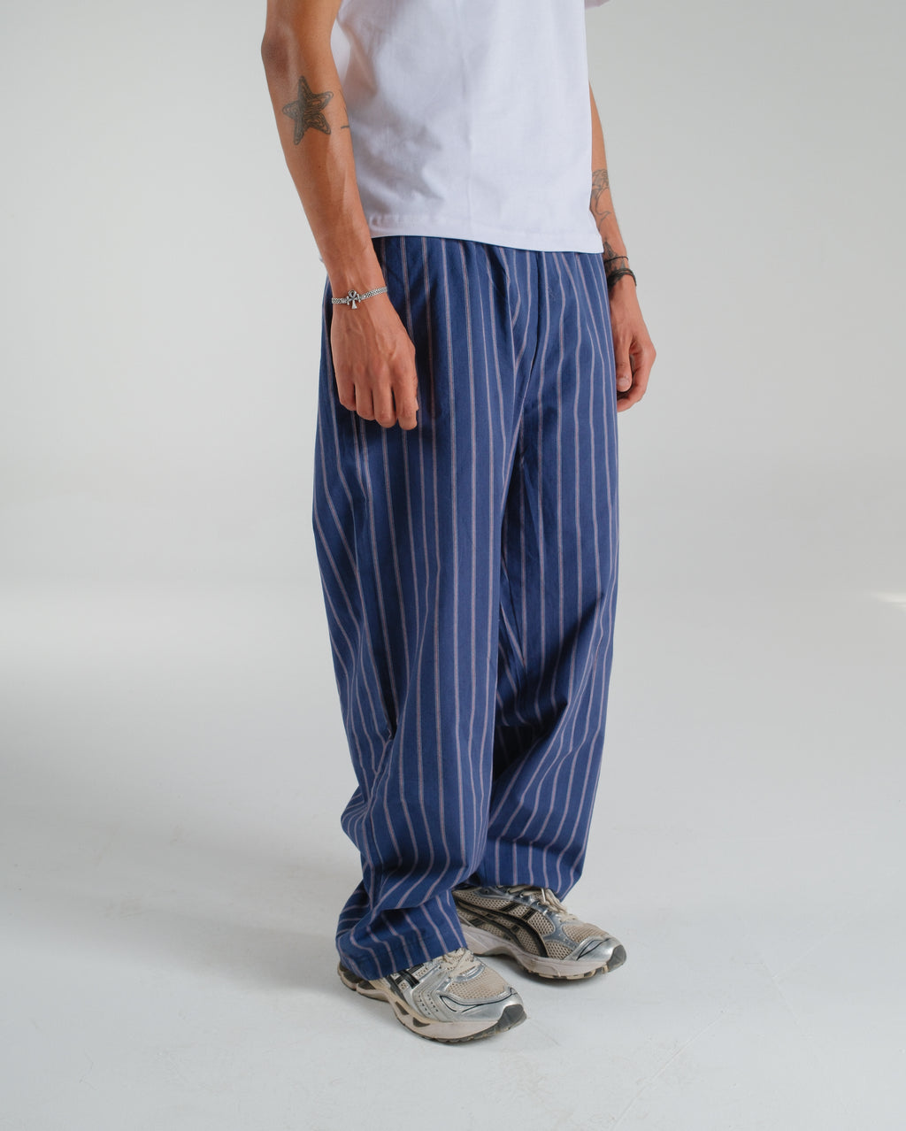 Indigo Tide Striped Poplin Pants