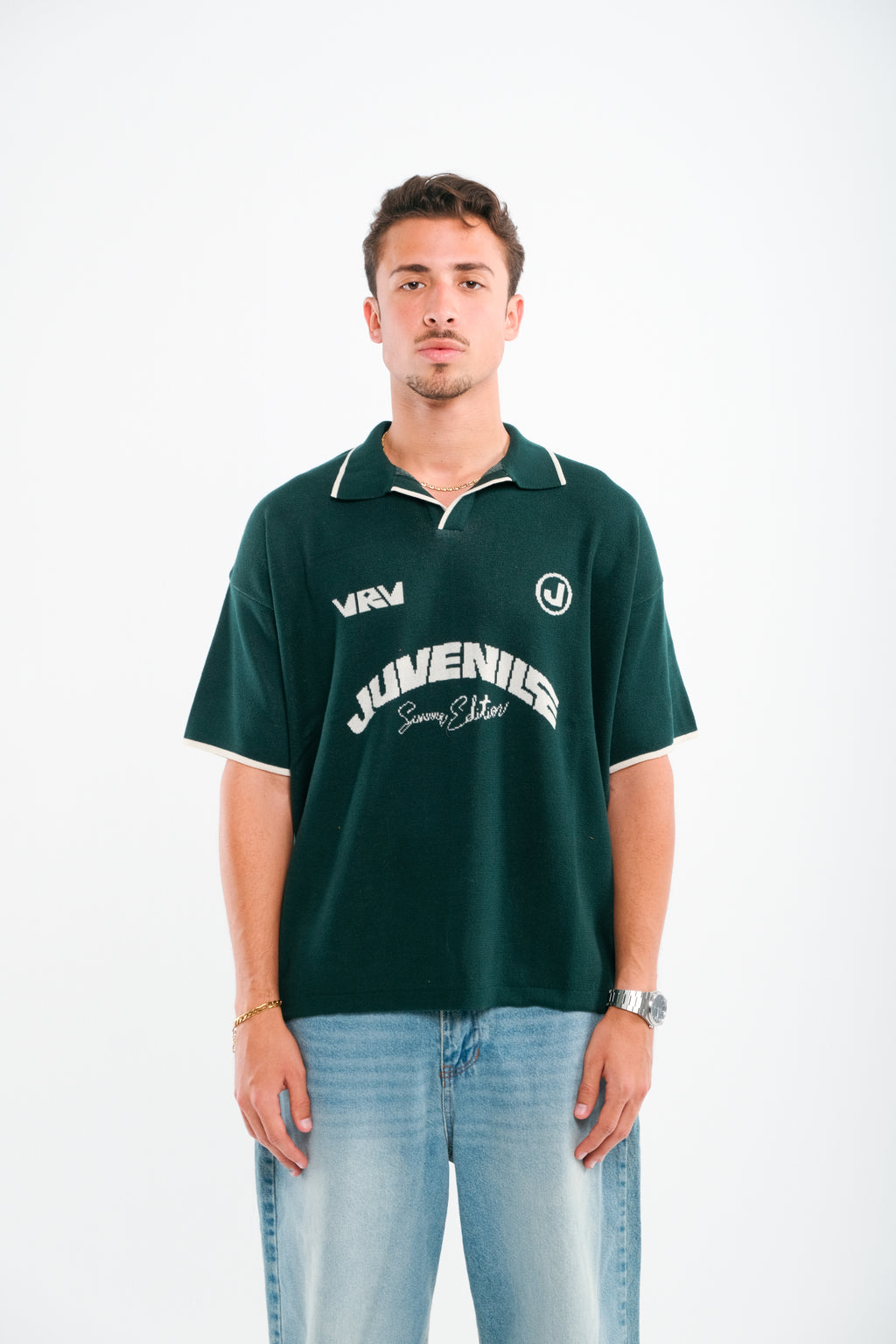 Green VRV Logo Knitted Tshirt