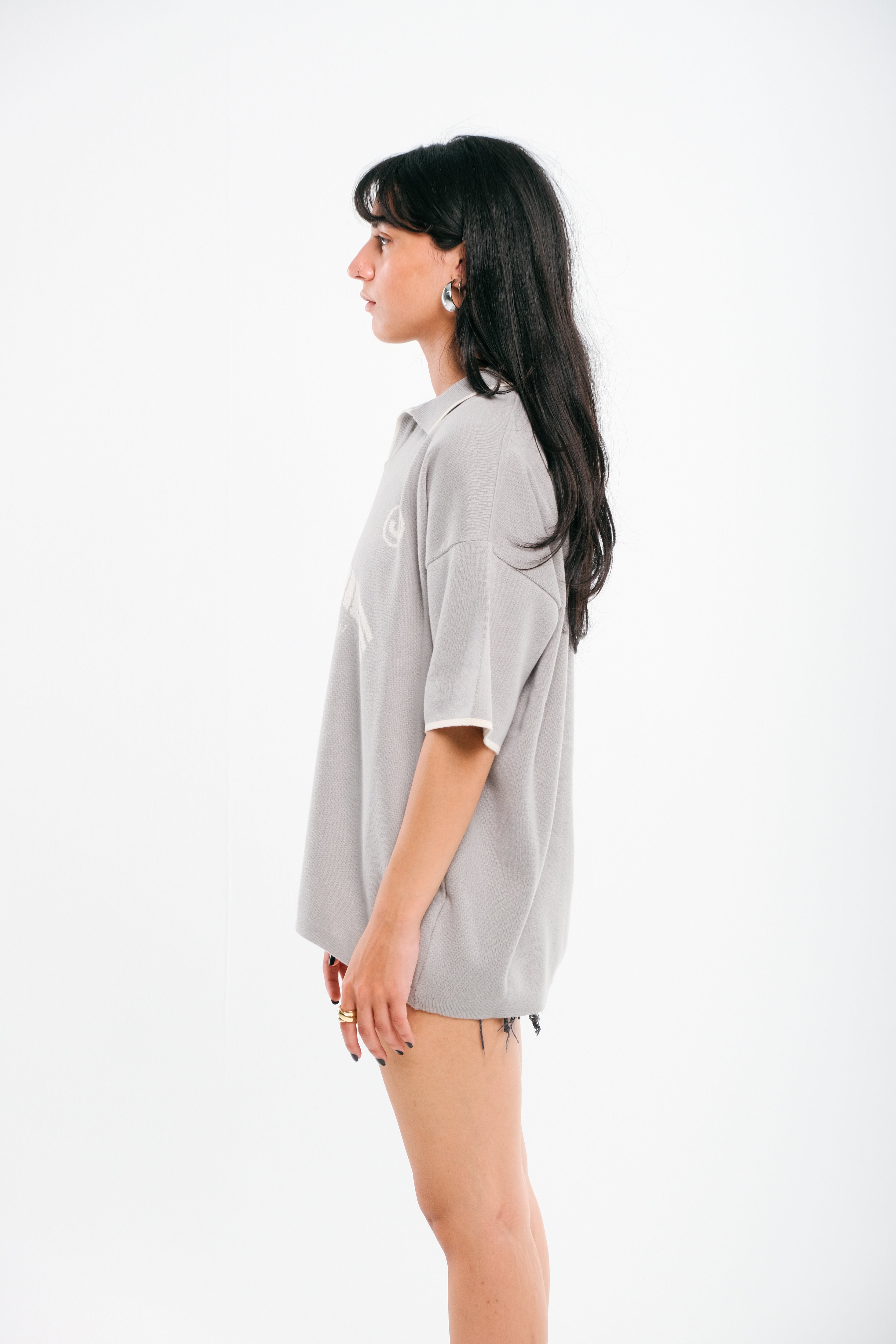 Light Grey VRV Logo Knitted Tshirt