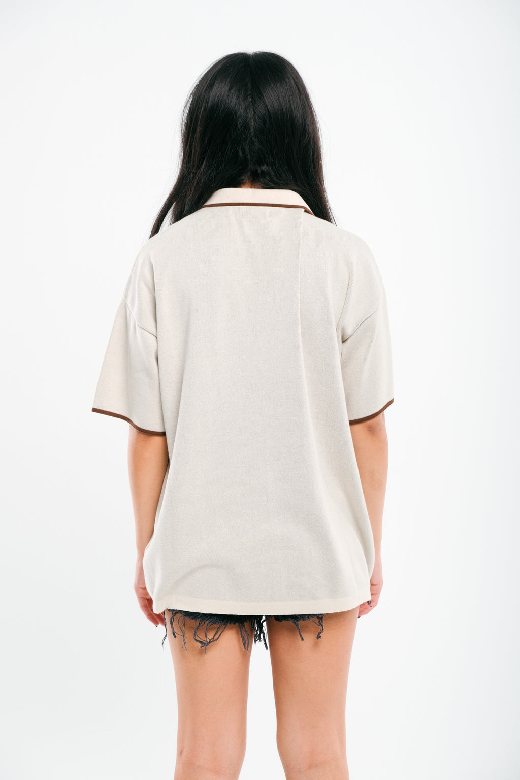 Cream VRV Logo Knitted Tshirt