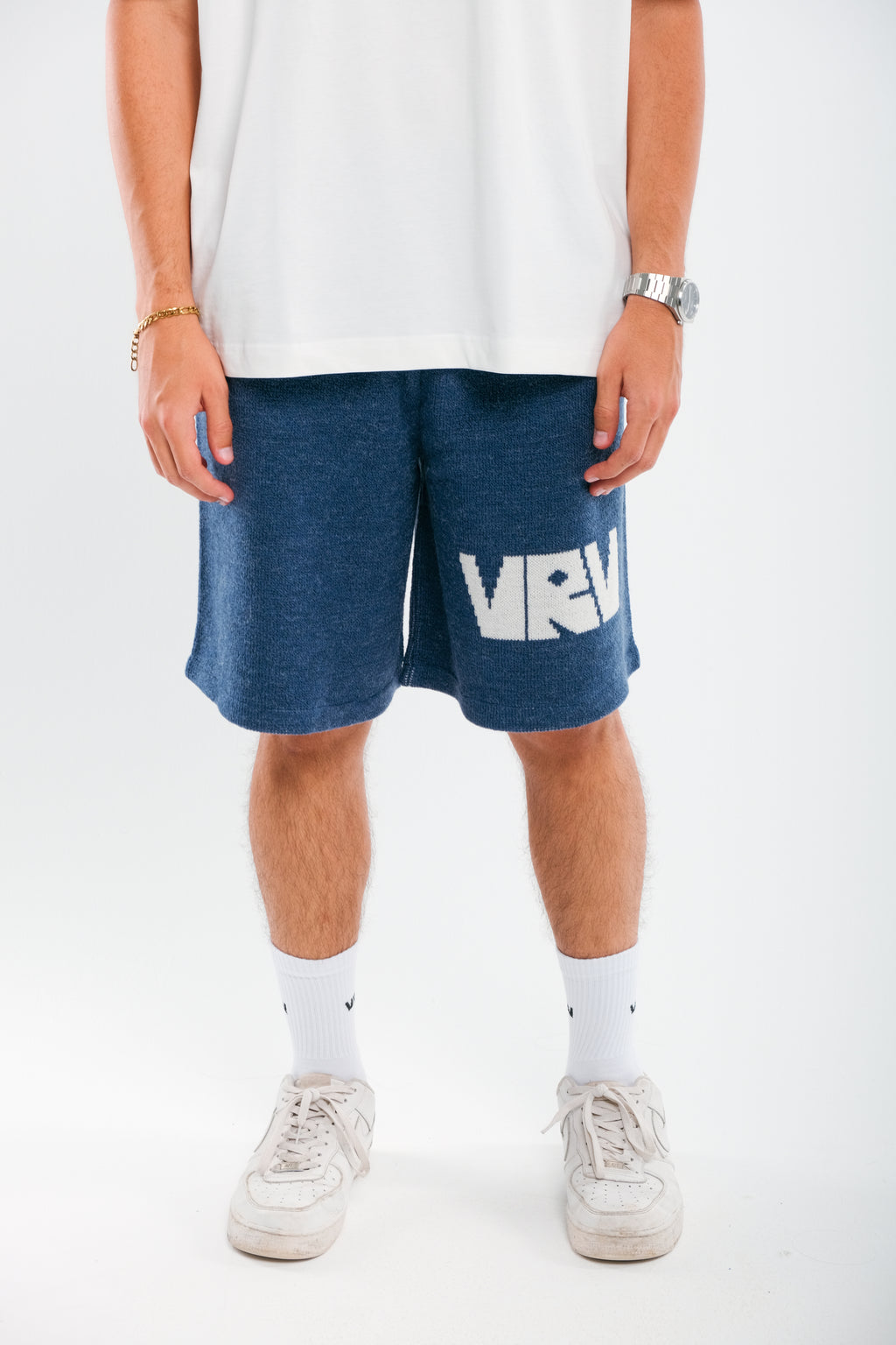 Navy Blue VRV Logo Knitted Short