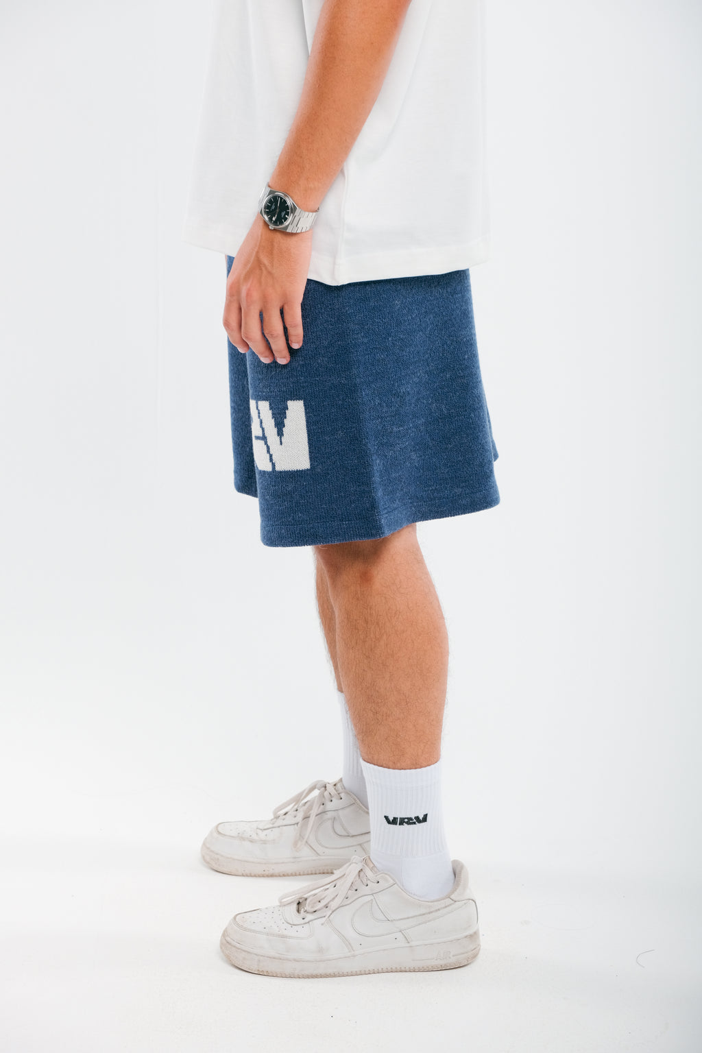 Navy Blue VRV Logo Knitted Short