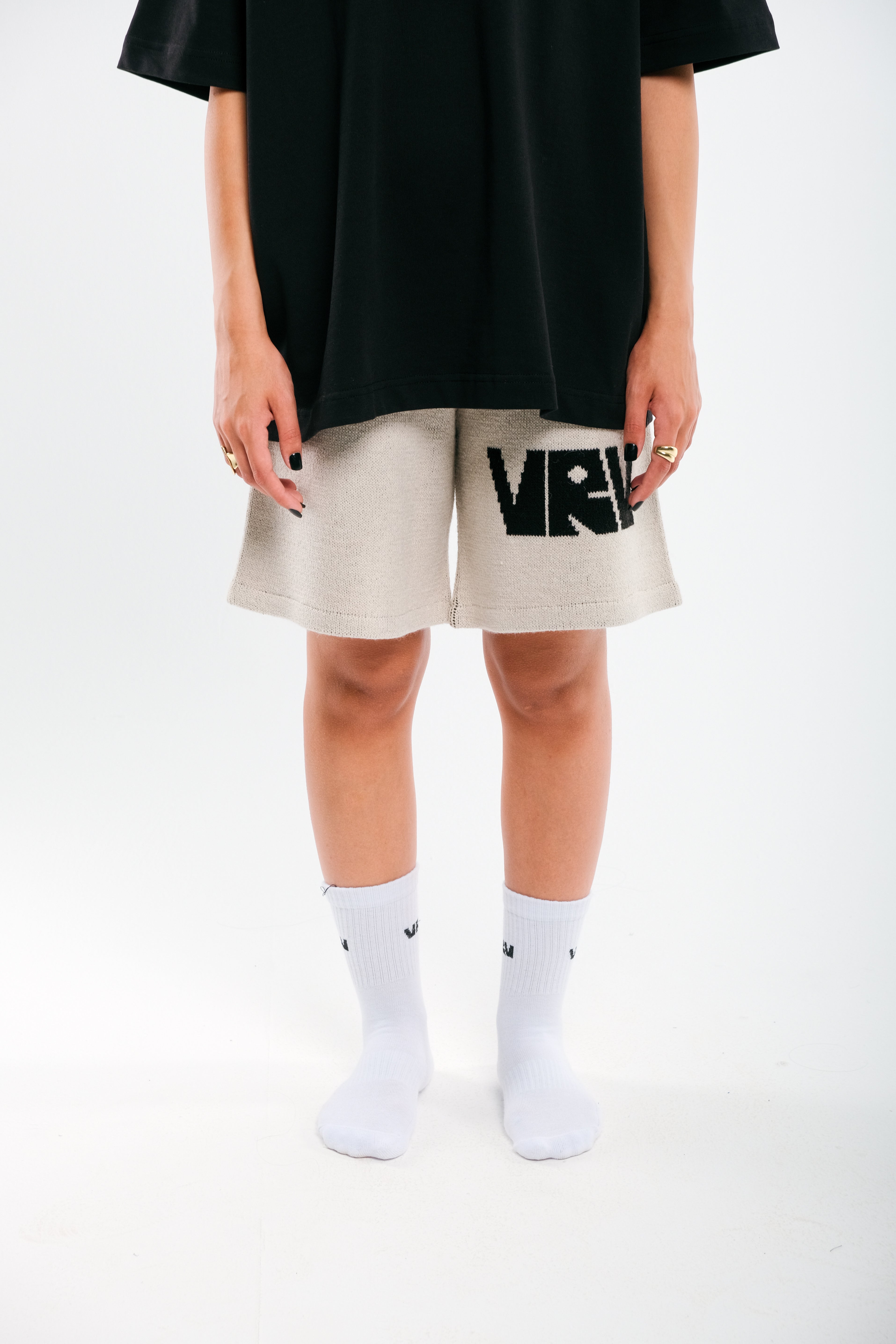 Cream VRV Logo Knitted Short