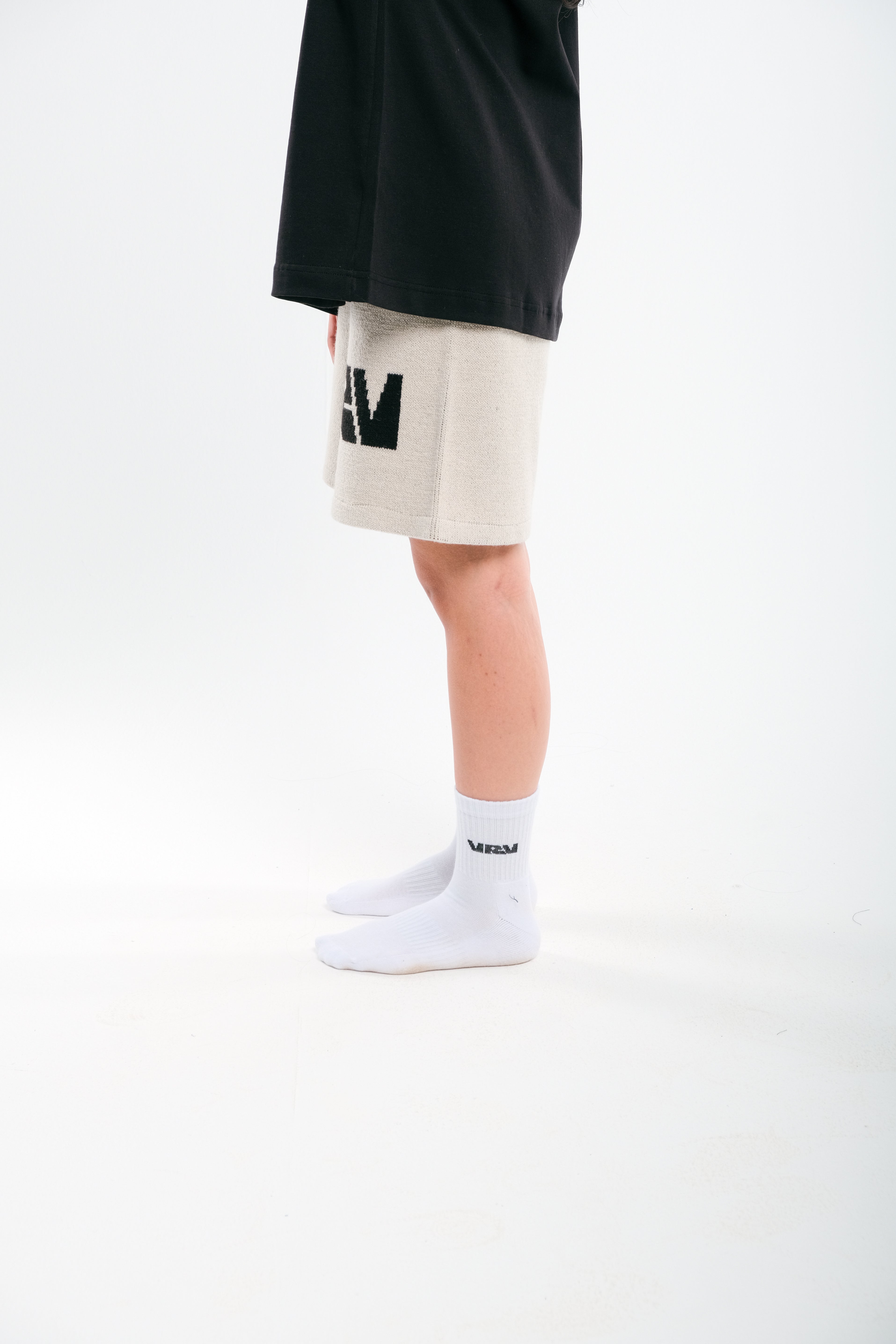 Cream VRV Logo Knitted Short
