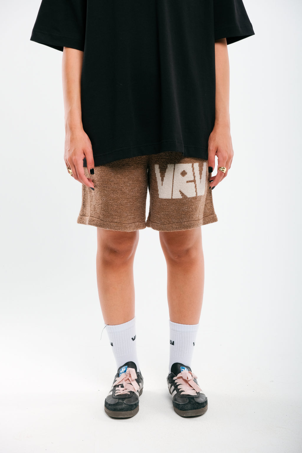 Brown VRV Logo Knitted Short
