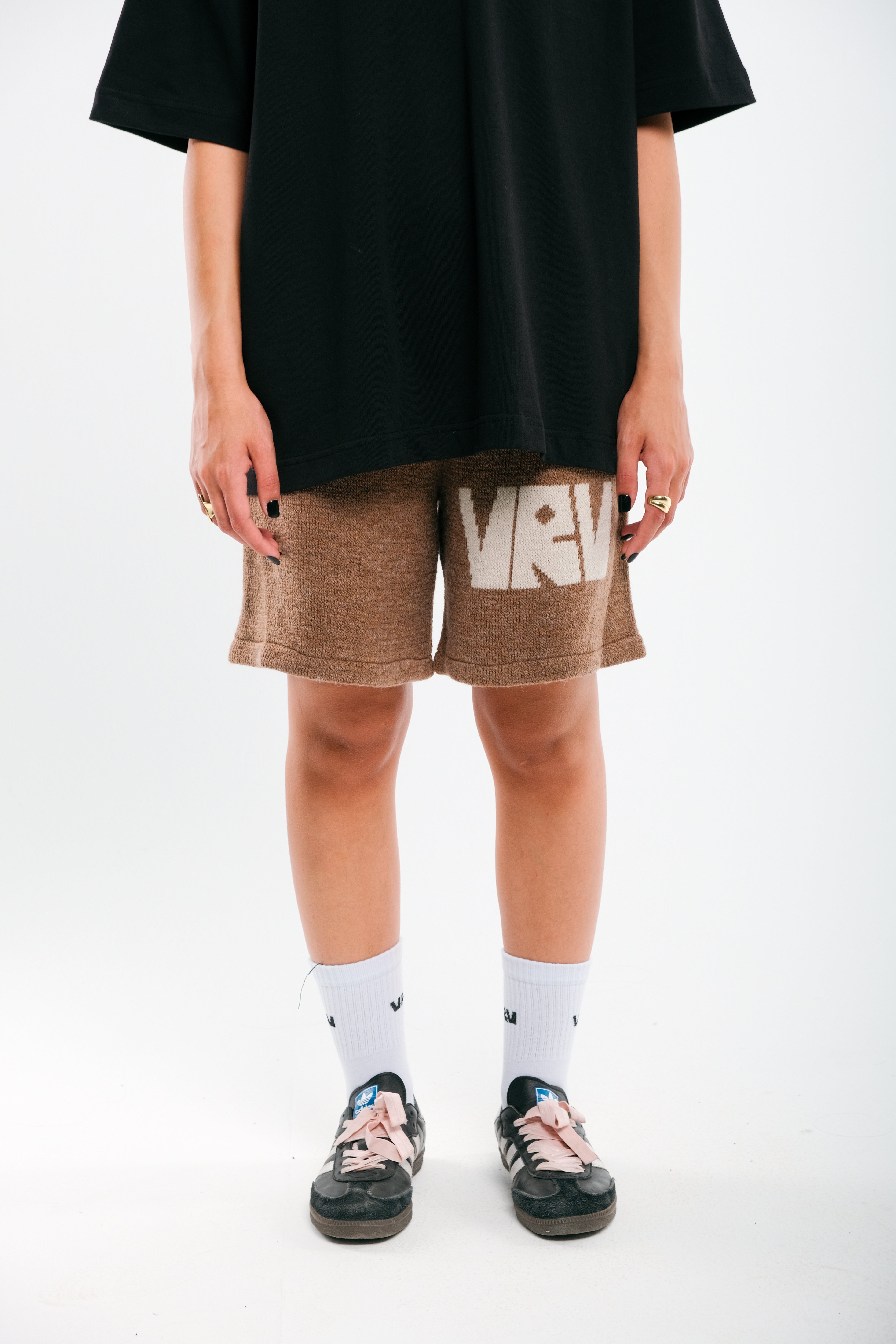 Brown VRV Logo Knitted Short