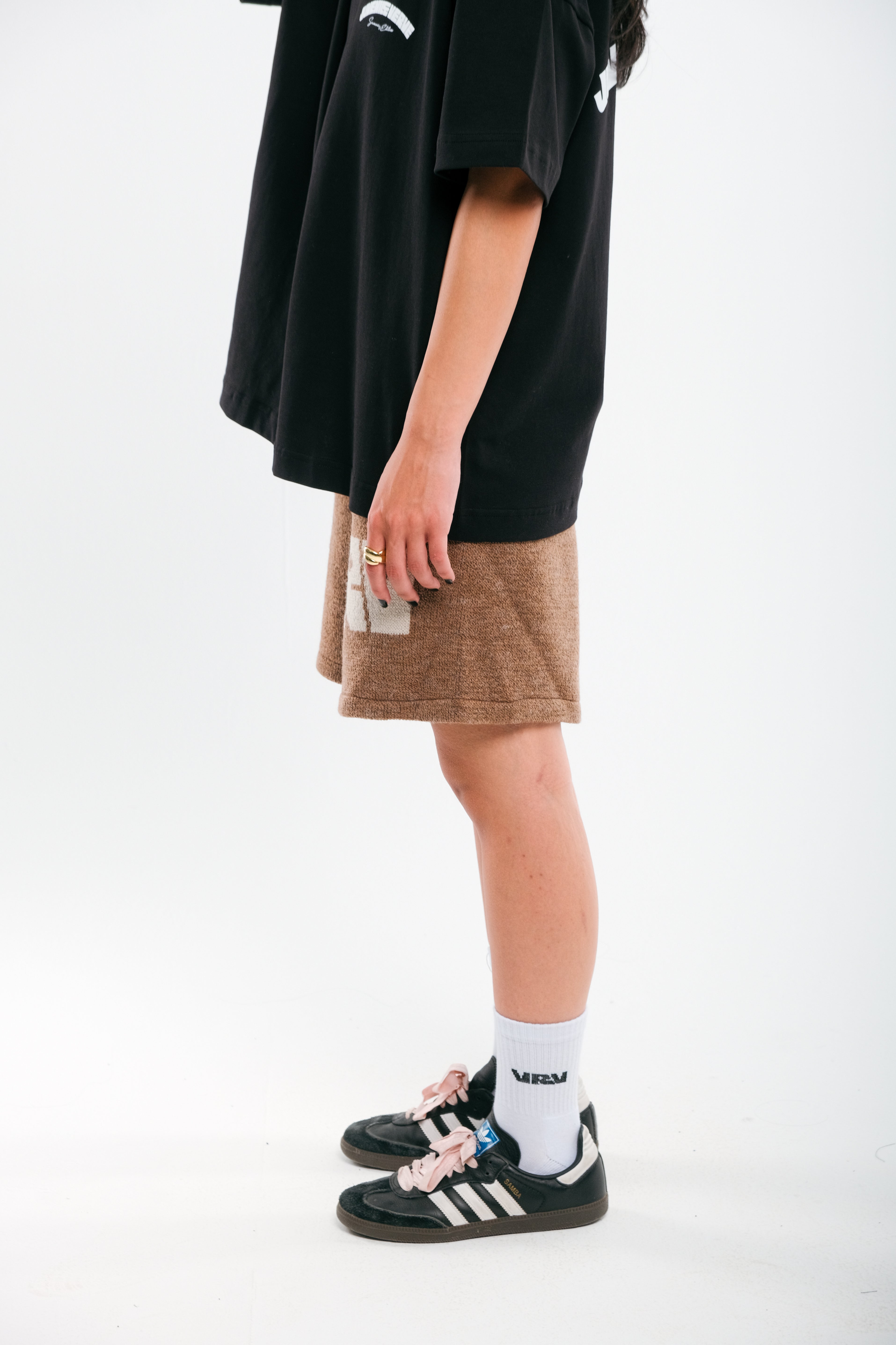 Brown VRV Logo Knitted Short