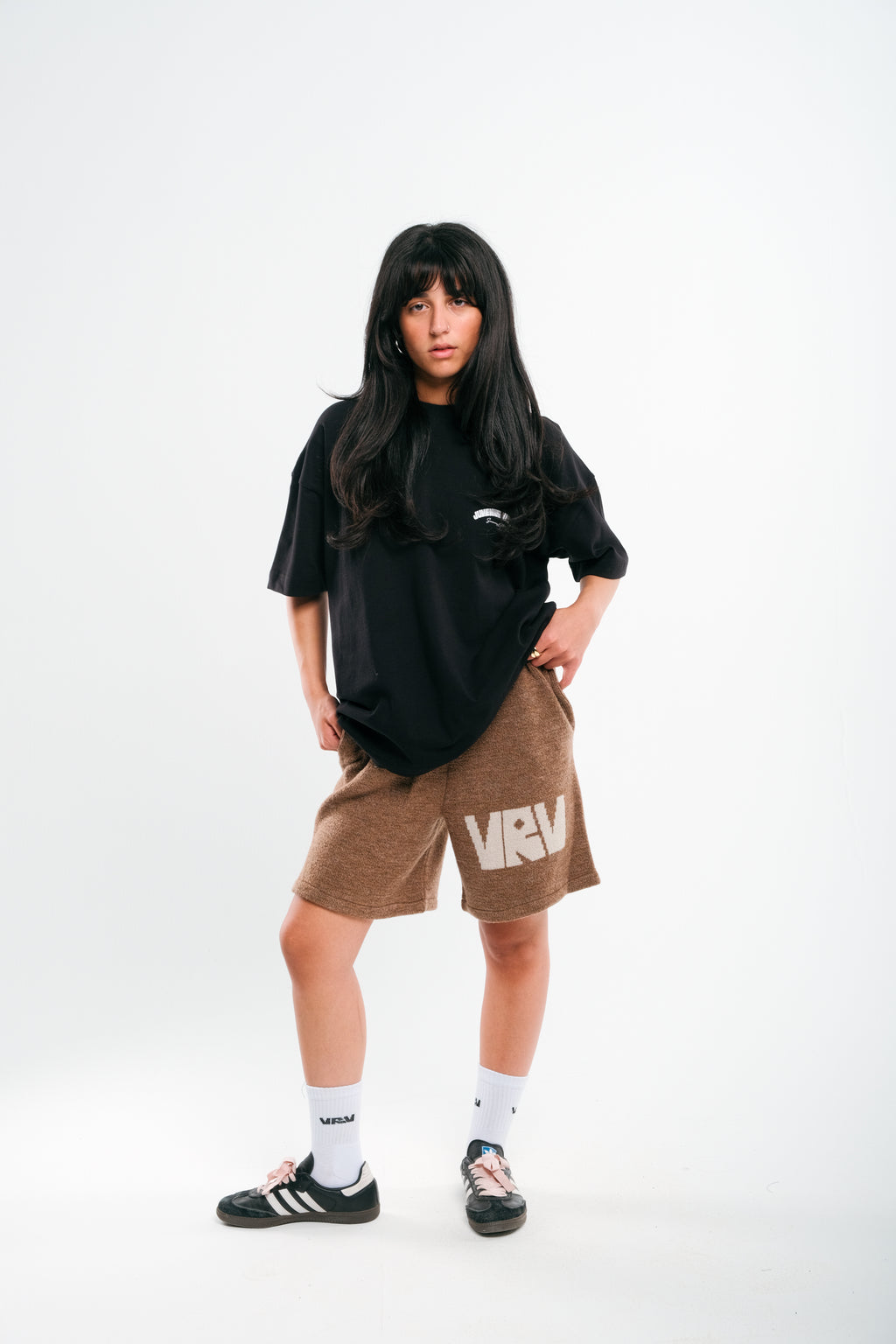 Brown VRV Logo Knitted Short