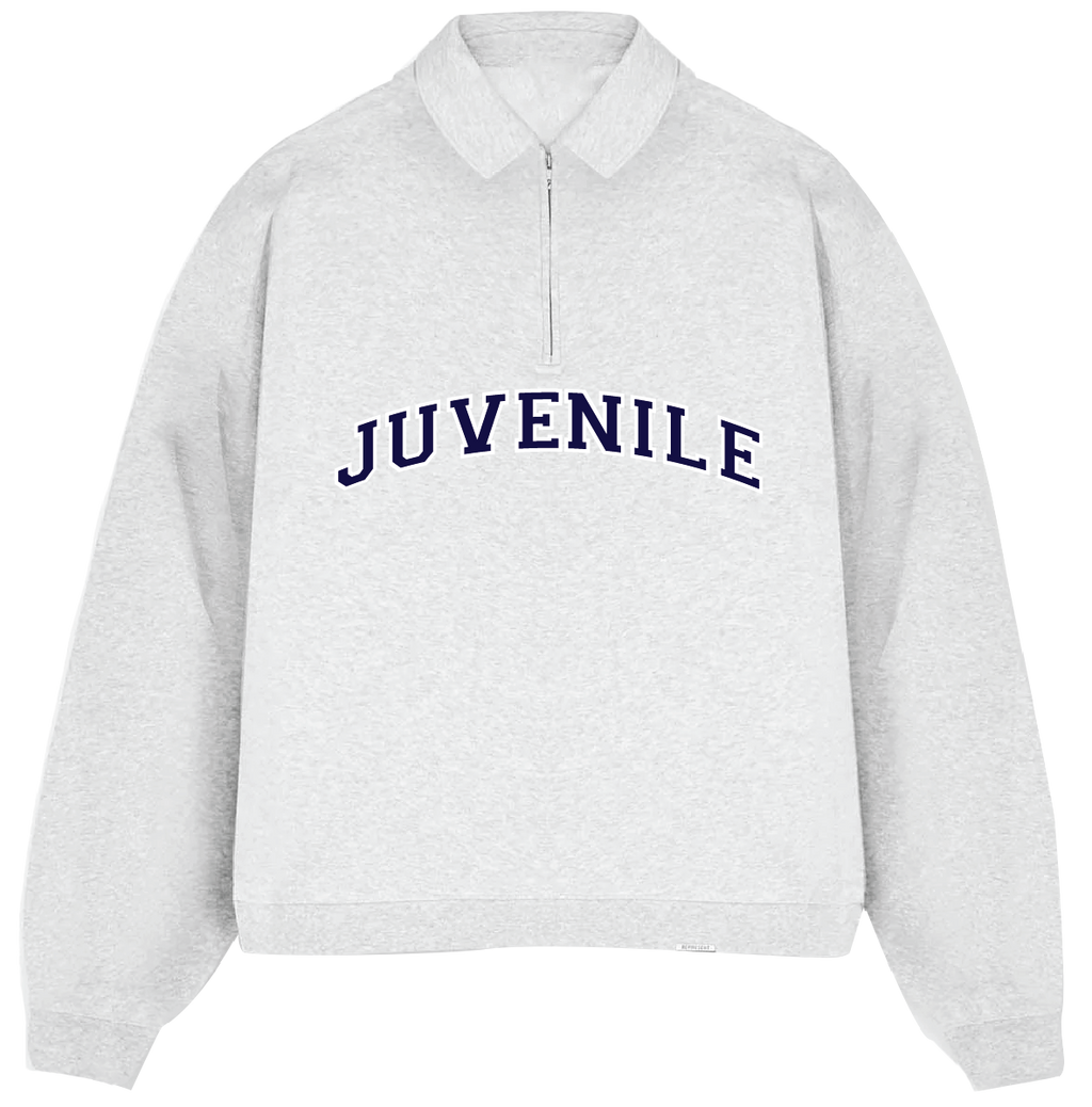 JUVENILE Signature Half Zip in Light Gray Melange