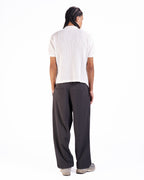 The Vertical Textured Knit Polo in Off-White