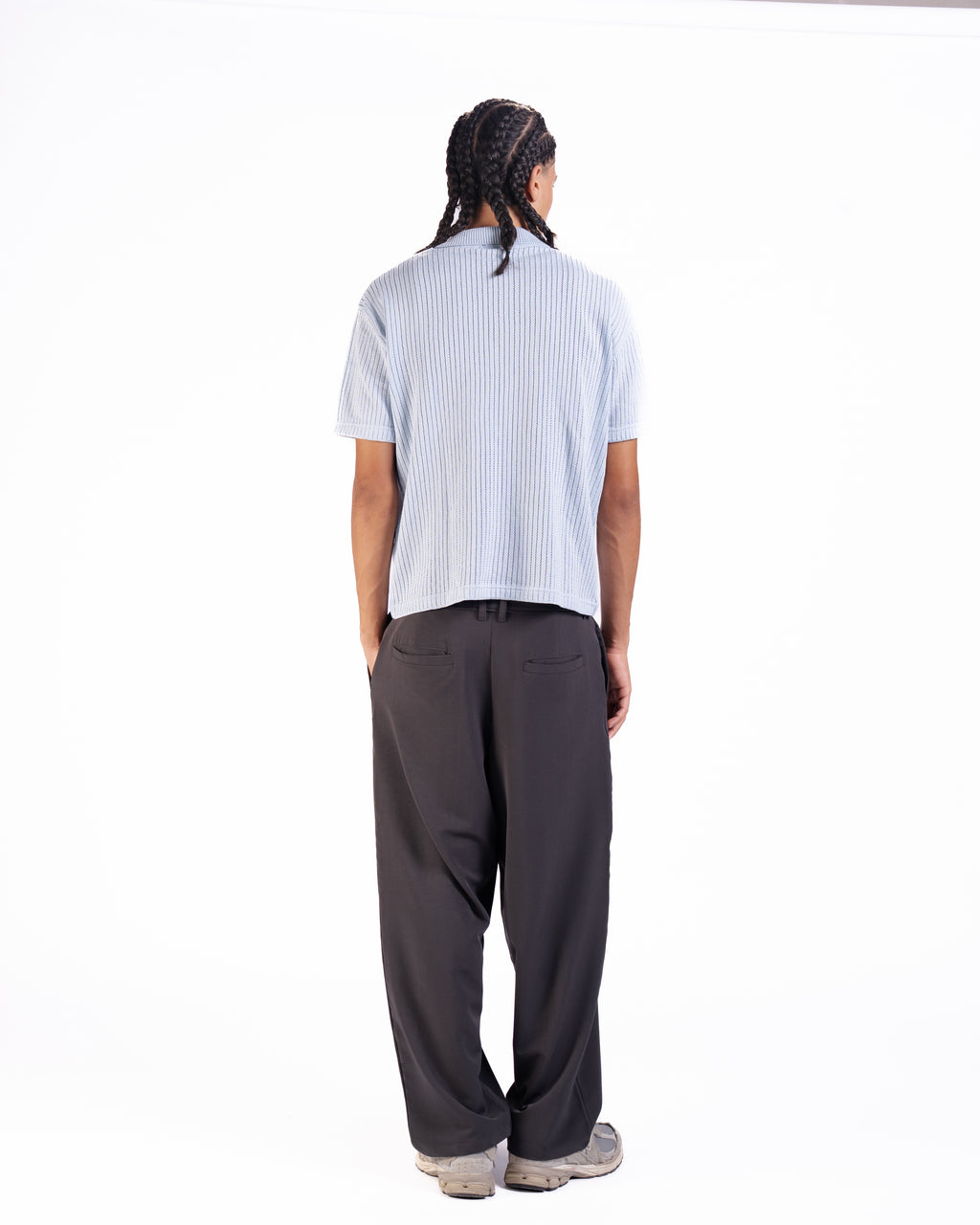 The Vertical Textured Knit Polo in Skyblue