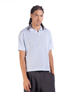 The Vertical Textured Knit Polo in Skyblue