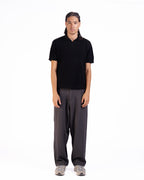 The Vertical Textured Knit Polo in Black