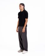 The Vertical Textured Knit Polo in Black