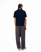 The Vertical Textured Knit Polo in Midnight Blue