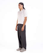 The Vertical Textured Knit Polo in Off-White