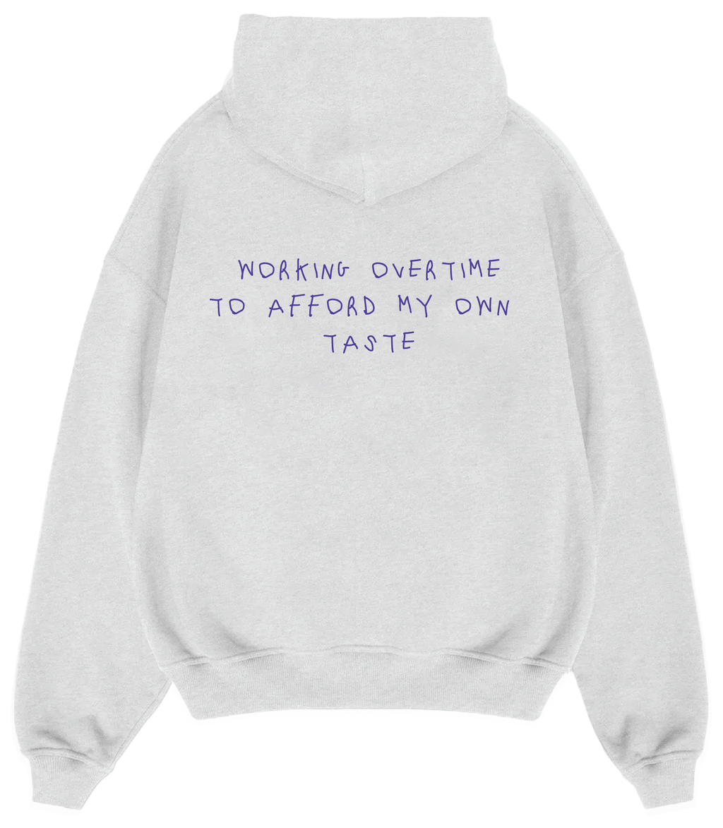 "Working Overtime" Hoodie in Light Gray Melange