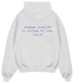 "Working Overtime" Hoodie in Light Gray Melange
