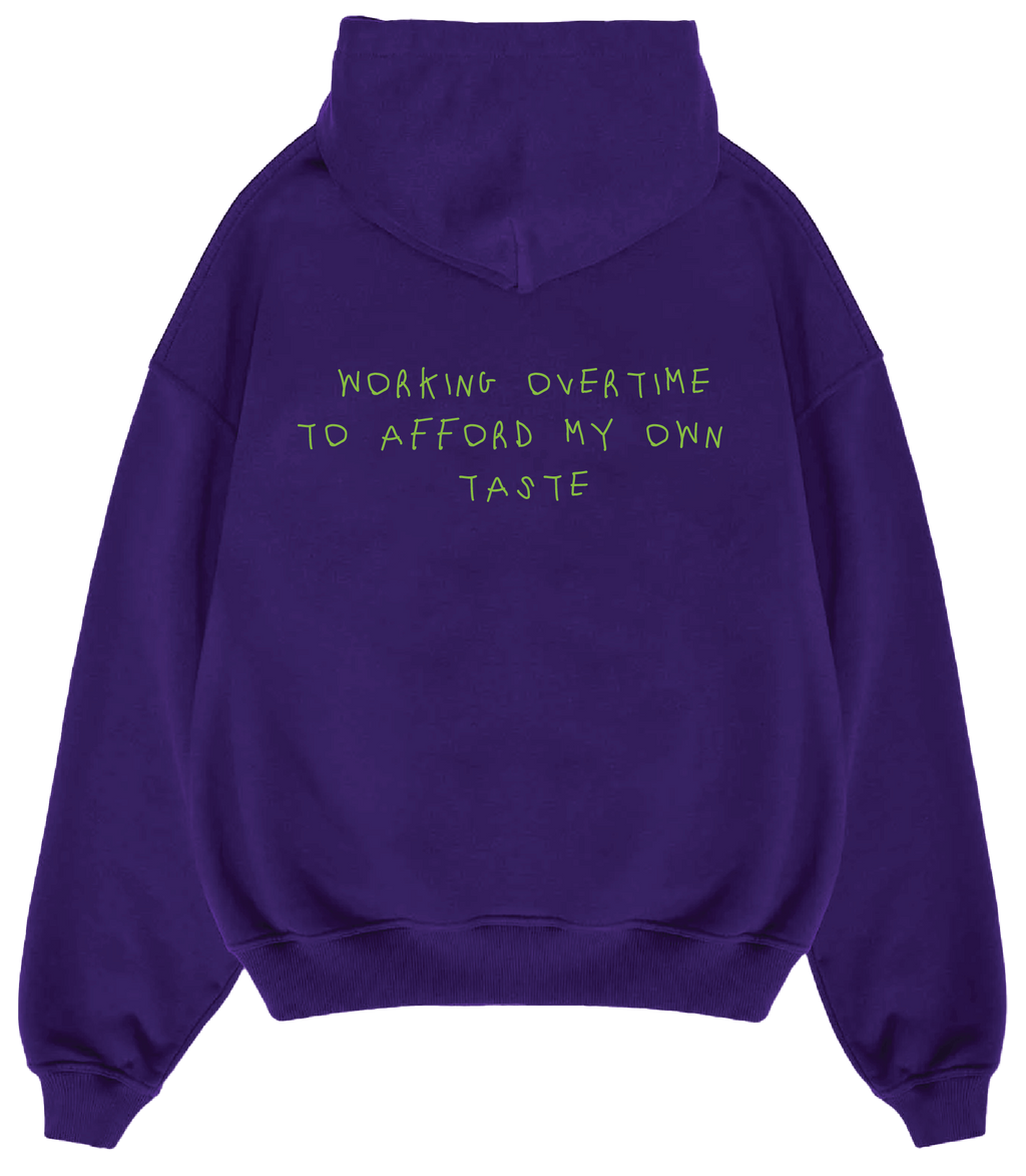 "Working Overtime" Hoodie in Purple