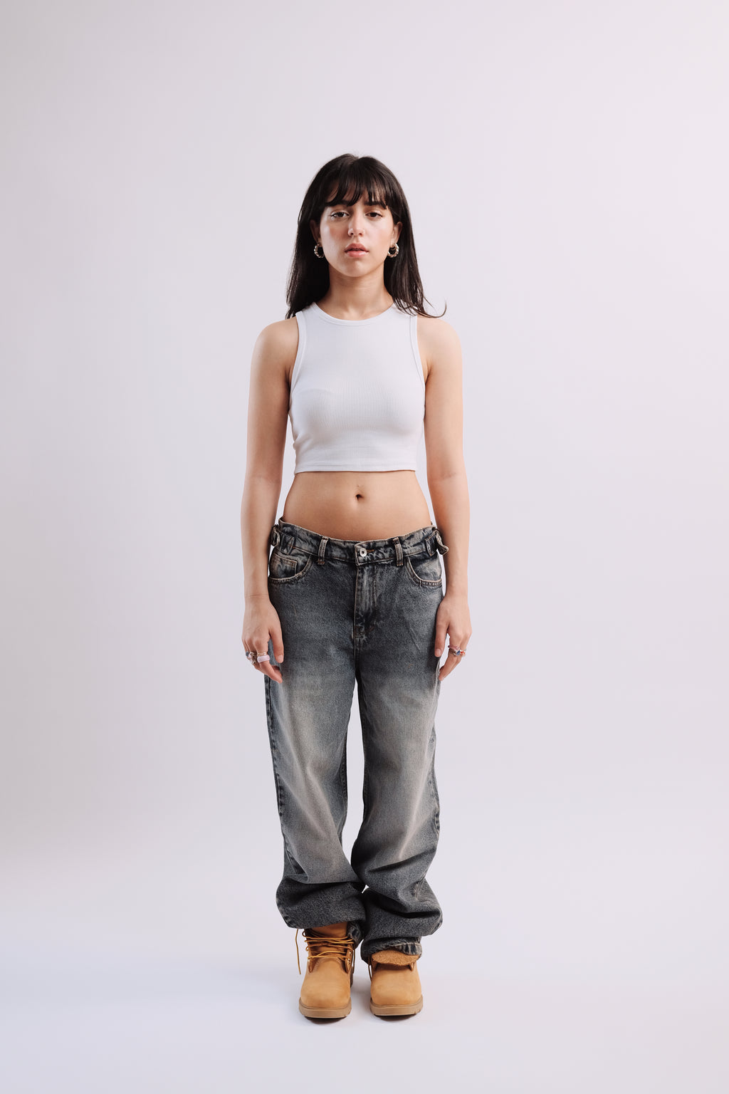 Women Stained Blue Denim