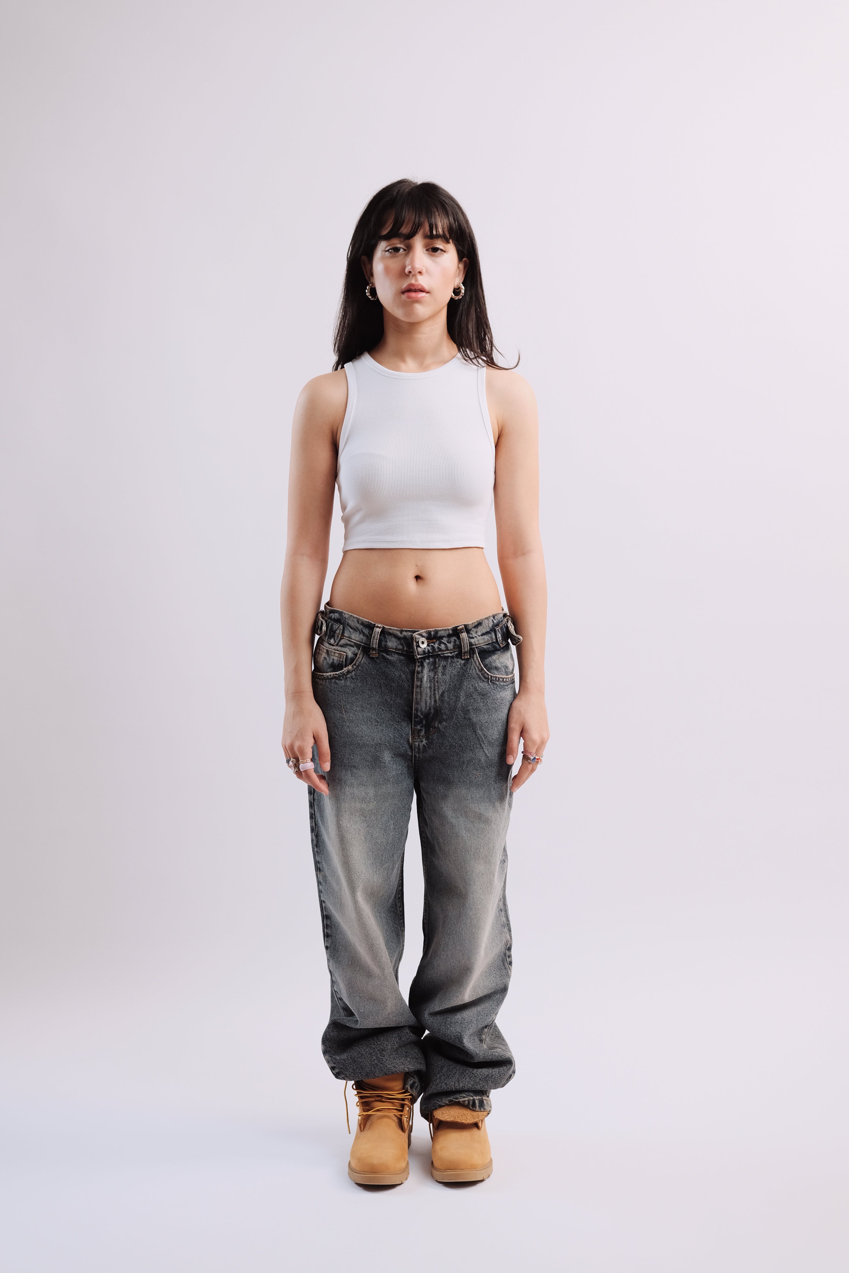 Women Stained Blue Denim