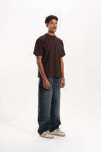 Men Baggy Jeans - Dark Blue Faded Wash