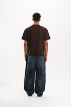 Men Baggy Jeans - Dark Blue Faded Wash
