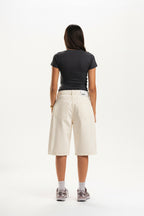 Low Waist Denim Jorts in Light Blue