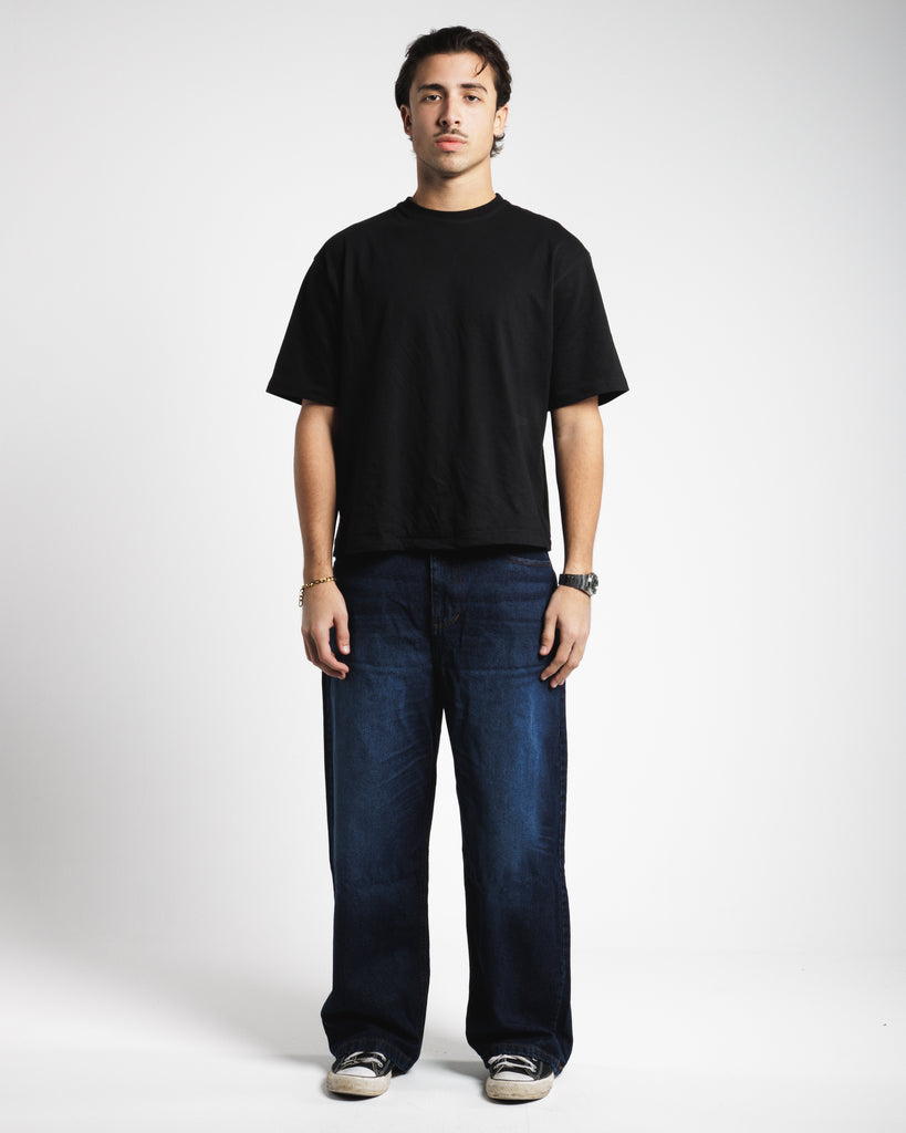Men Baggy Jeans - Vintage Dark Blue