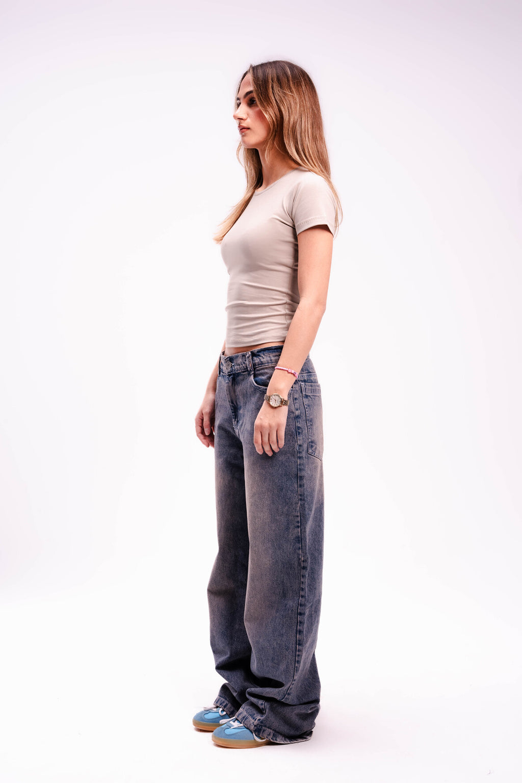Tight Short Sleeve Top in Greige