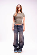 Tight Short Sleeve Top in Olive