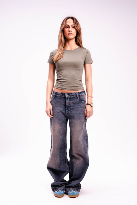 Tight Short Sleeve Top in Olive