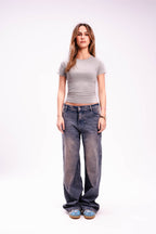 Tight Short Sleeve Top in Light Grey